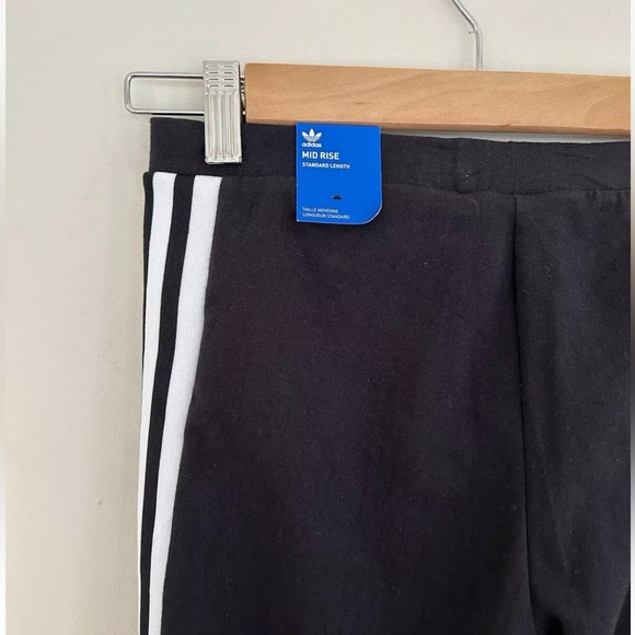 Adidas Trefoil 3 Stripe Logo Black & White Mid Rise Leggings NWT Size Small - Picture 10 of 13
